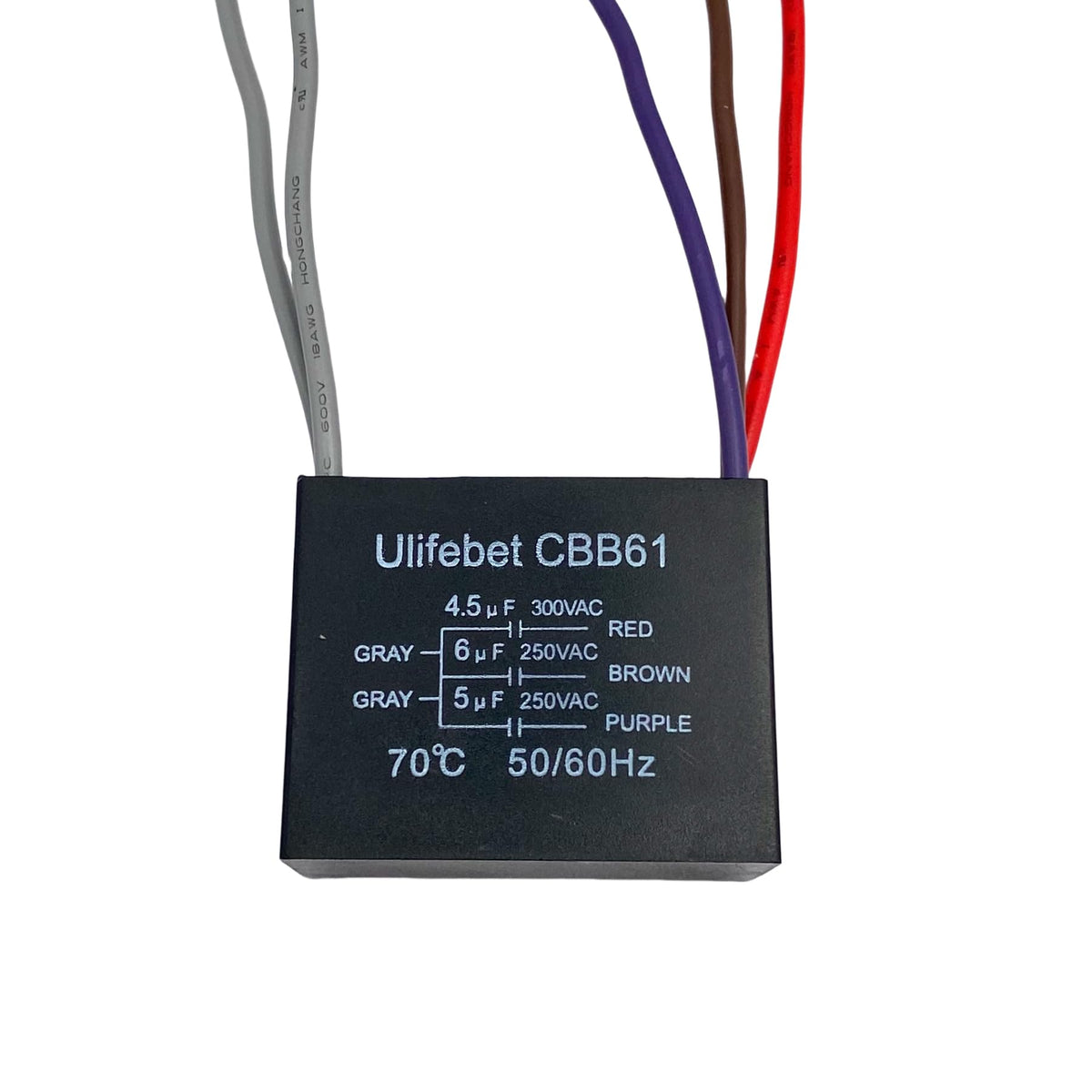 ใหม่โฟนเคลียนคาปาซิเตอร์ CBB61 4.5uf + 6uf + 5uf 5 สาย 250V