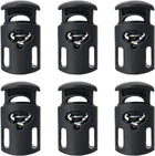 LinkMejor 6pcs Plastic Cord Locks Stoppers End Spring Stop Single Hole Toggle Fastener Stoppers Rope for Lanyard Backpack Clothing Black
