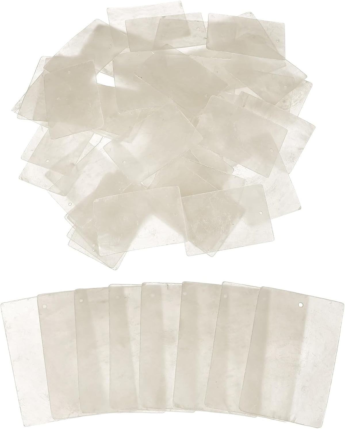 50 Pcs Capiz Shells, 40 mm x 60 mm Natural White Square Mica Sheets Single Hole for DIY Craft Making Wind Chimes Home Decoration Wedding Decorations