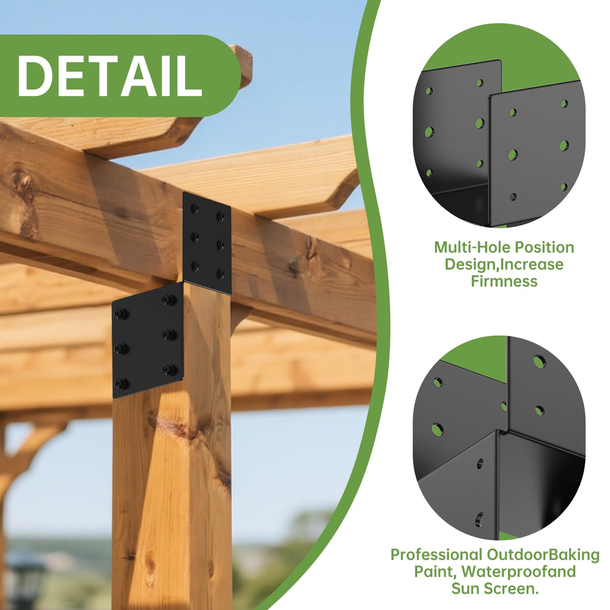 2 Pack 4x4 Post Cap Tie Bracket, Højkarbonstål(Sort)
