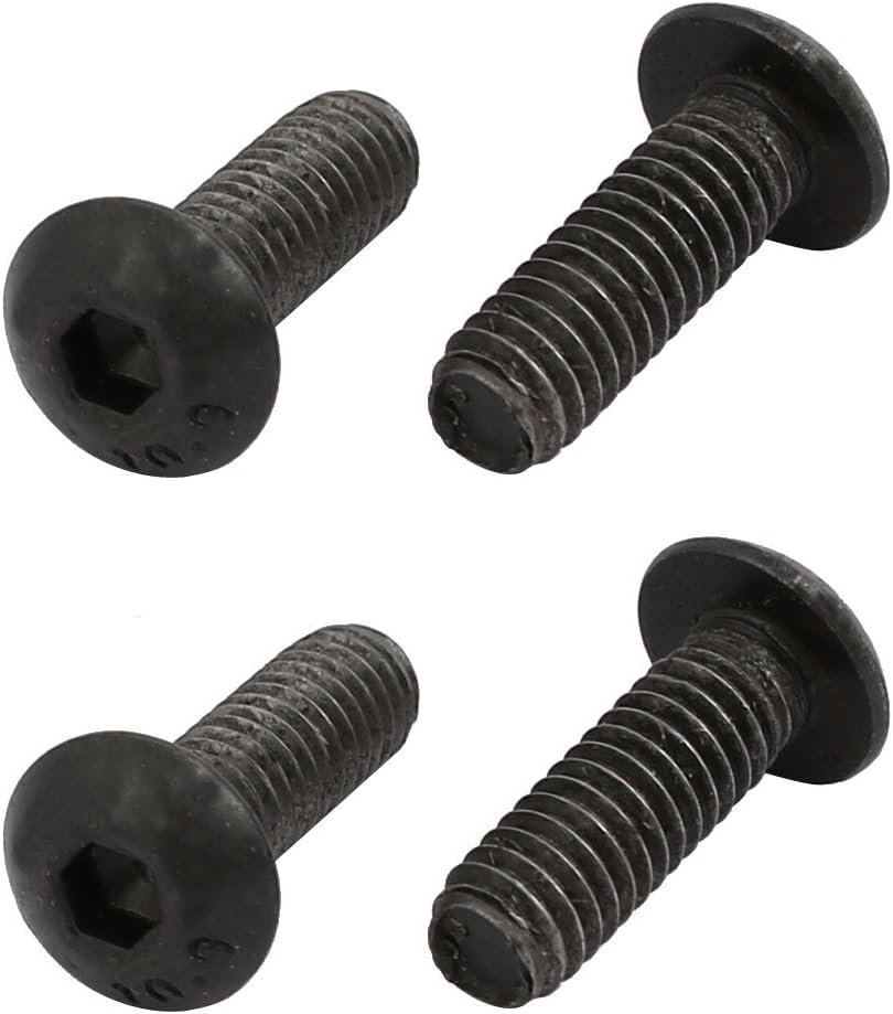4pcs M4x12mm 10.9 Grade Hex Socket Reverse Left Hand Thread Screw Bolt Black