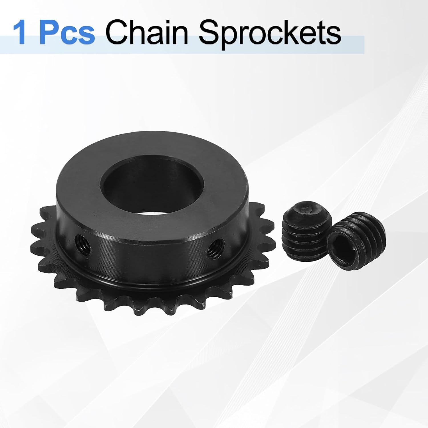 #25 Chain Roller Sprocket 20mm Bore 51.5mm OD, 24 Tooth C45 Carbon Steel ANSI #25 Roller Sprocket Round Hole with Set Screws for ISO 04C Chain, Black
