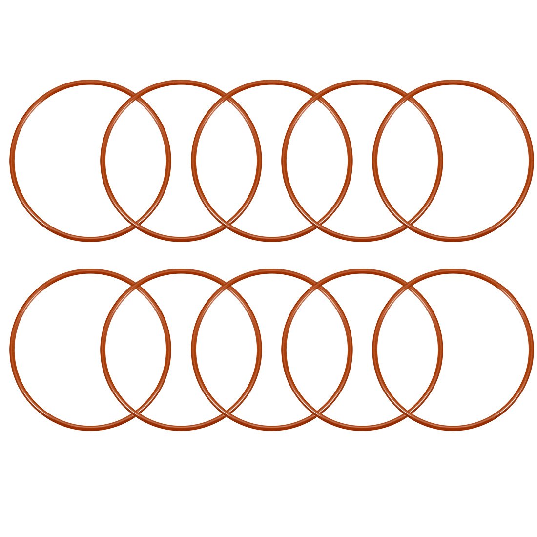 Silicone O-Ring, 60mm OD, 56mm ID, 2mm Width, VMQ Seal Rings Gasket, Red, Pack of 10