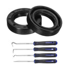 2Pcs Oil Seal, 22x35x8mm TC Nitrile Rubber Double Lip Cover with Hook Kit and Spring for Mechanical Automobile Bearing Shaft, Black
