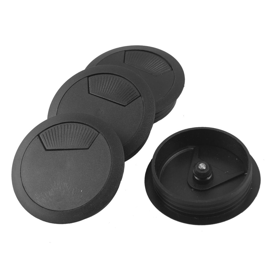 a12081500ux0205 Plastic Desk Computer Round Grommet Hole Wire Cover 2.3" Dia, Black (Pack of 4)