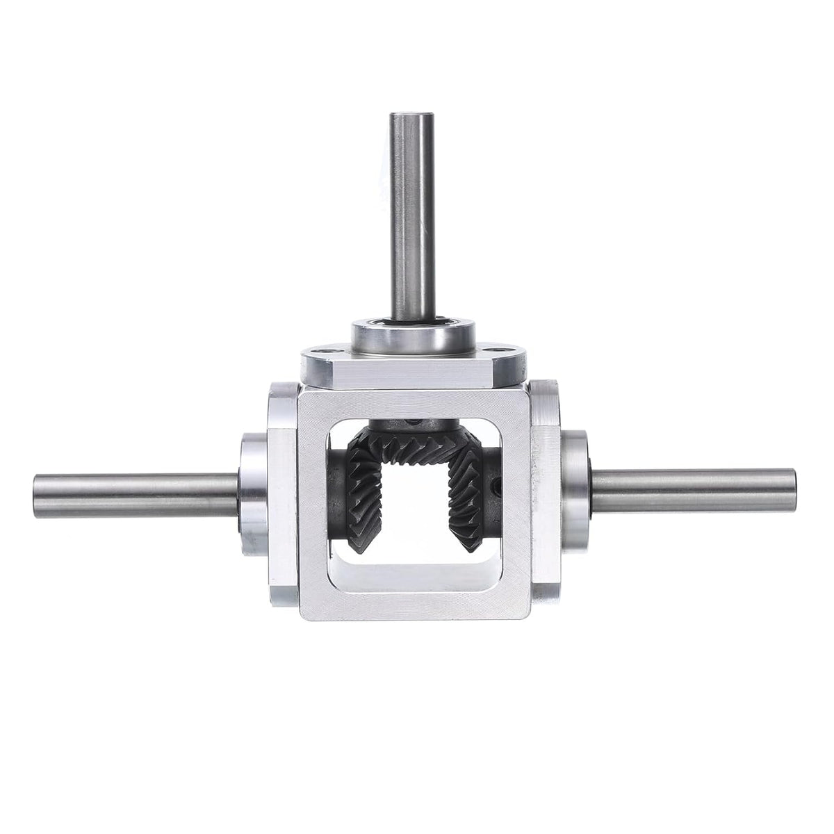 Gear Box 90 Degree Right Angle Bevel Gearbox 1:1 Reversing Double Output Shaft 1 Module 20 Teeth Bevel Gear Aluminum Frame Simple Mechanical DIY Module with 8mm Shaft