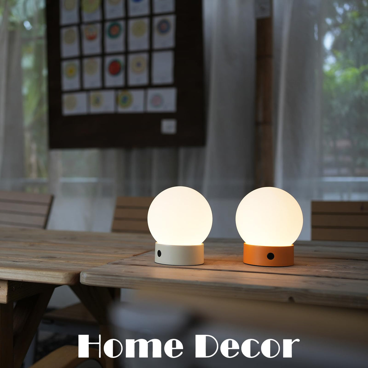 LinkMejor Mała Lampa do Kąpieli Wodoodporna, Bezprzewodowa Lampa Globowa na Stół (Pomarańczowa)