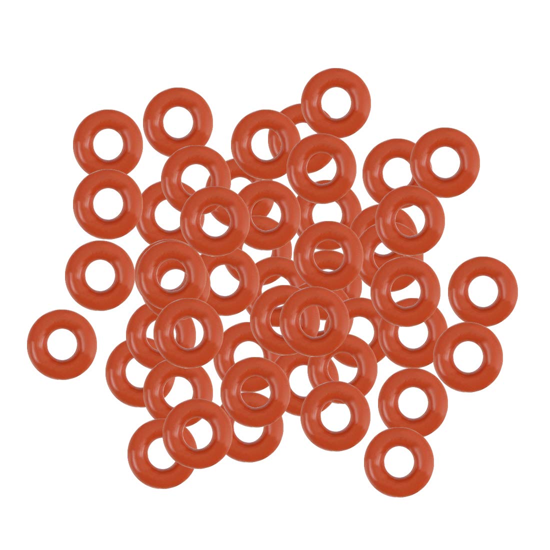 Silicone O-Ring, 5mm OD, 2mm ID, 1.5mm Width, VMQ Seal Rings Gasket, Red, Pack of 50