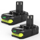 2 Pakker 4.0Ah 18 Volt Høj Kapacitet Erstatning til Ryobi 18V Batterier