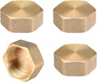 G3/4 Pipe Fitting Cap, Brass Hex Female Thread Hose Connector, for Garden and Outdoor Water Pipes Nozzle Joints, 4Pcs