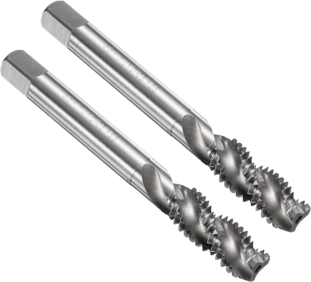 2pcs Spiral Flute Thread Taps 3/8-16 UNC 2B Machine Threading Tap Bit, Uncoated Screw Tapping Repair Tool, M2 High-Speed Steel (HSS)