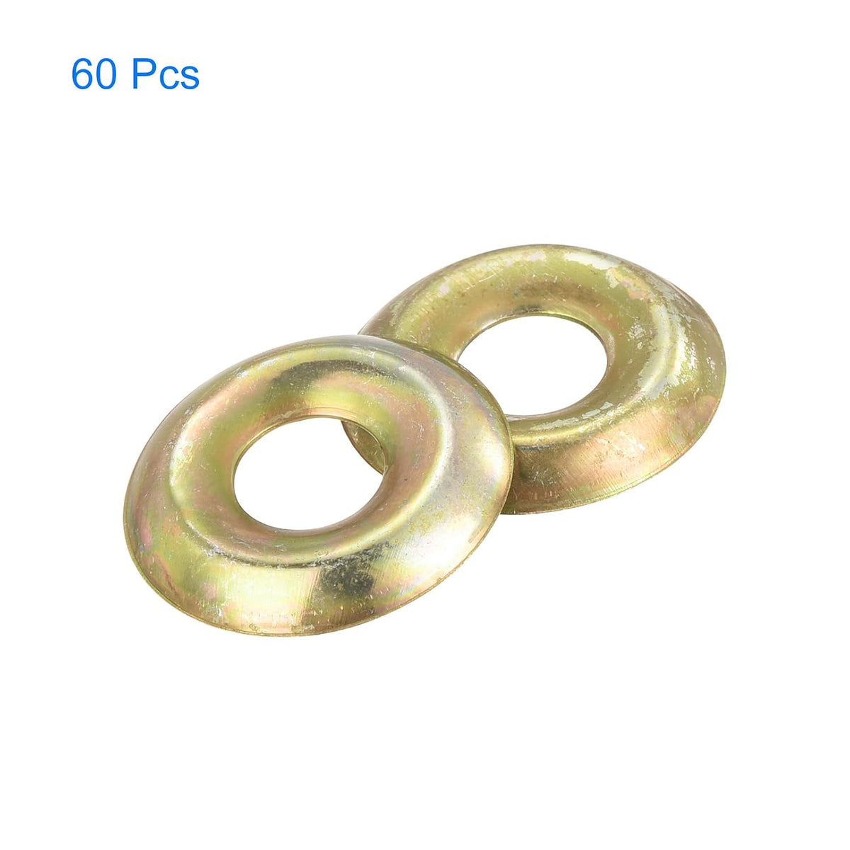 80Pcs Becherdichtung Unterflansch, Eisen Gelb Unterflansch Enddichtungen für M5 Schrauben (M5 ID x 15mm OD x 2mm Dick)