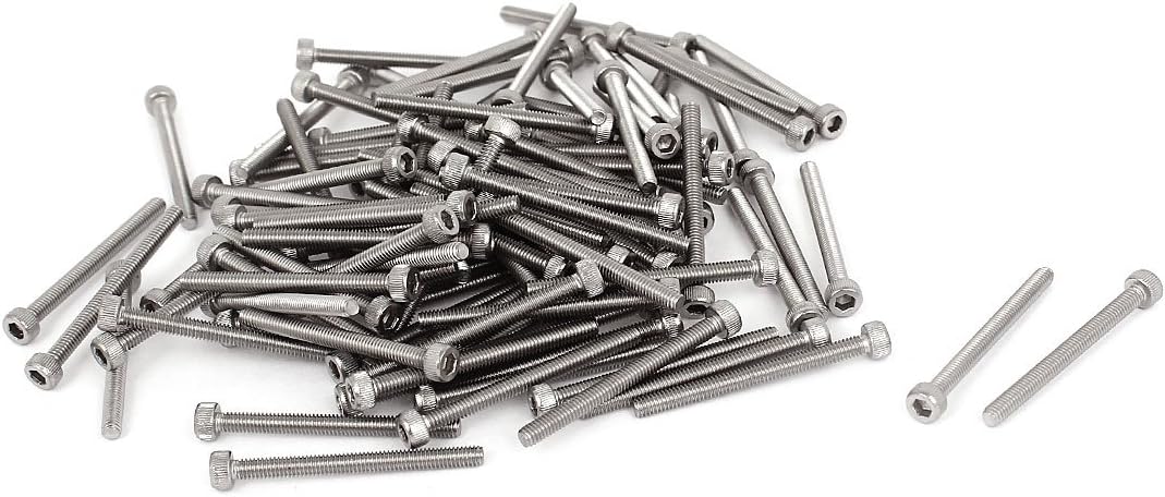 30mm Long M2.5x28mm Stainless Steel Hex Socket Head Cap Screws 100pcs