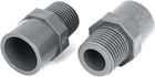 2PCS 20mm Male Threaded PVC Straight Water Hose Piping Connectors Coupler Gray