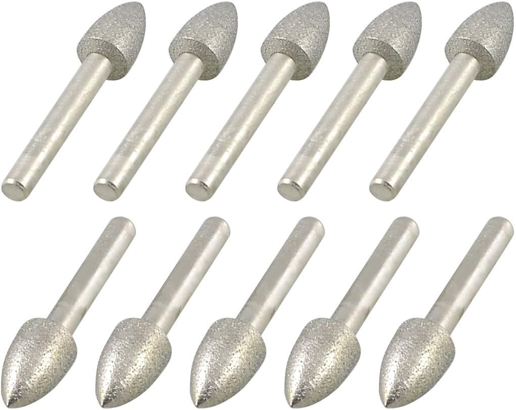 10 Pcs 6mm x 12mm Taper Nose Buffing Bits Diamond Mounted Points File