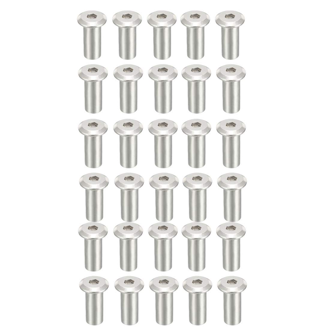 M8x18mm Hex Socket Head Insert Nut Screw Post Sleeve Nut for Furniture 30pcs