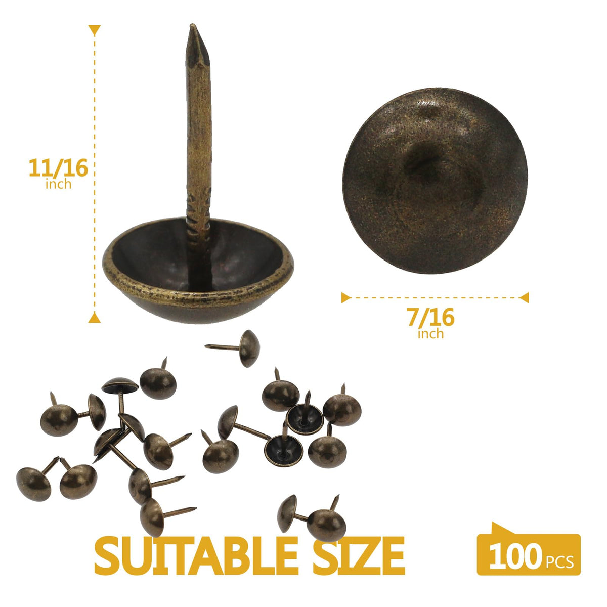Upholstery Tacks for Furniture 100pcs Decorative Upholstery Nails 7/16"