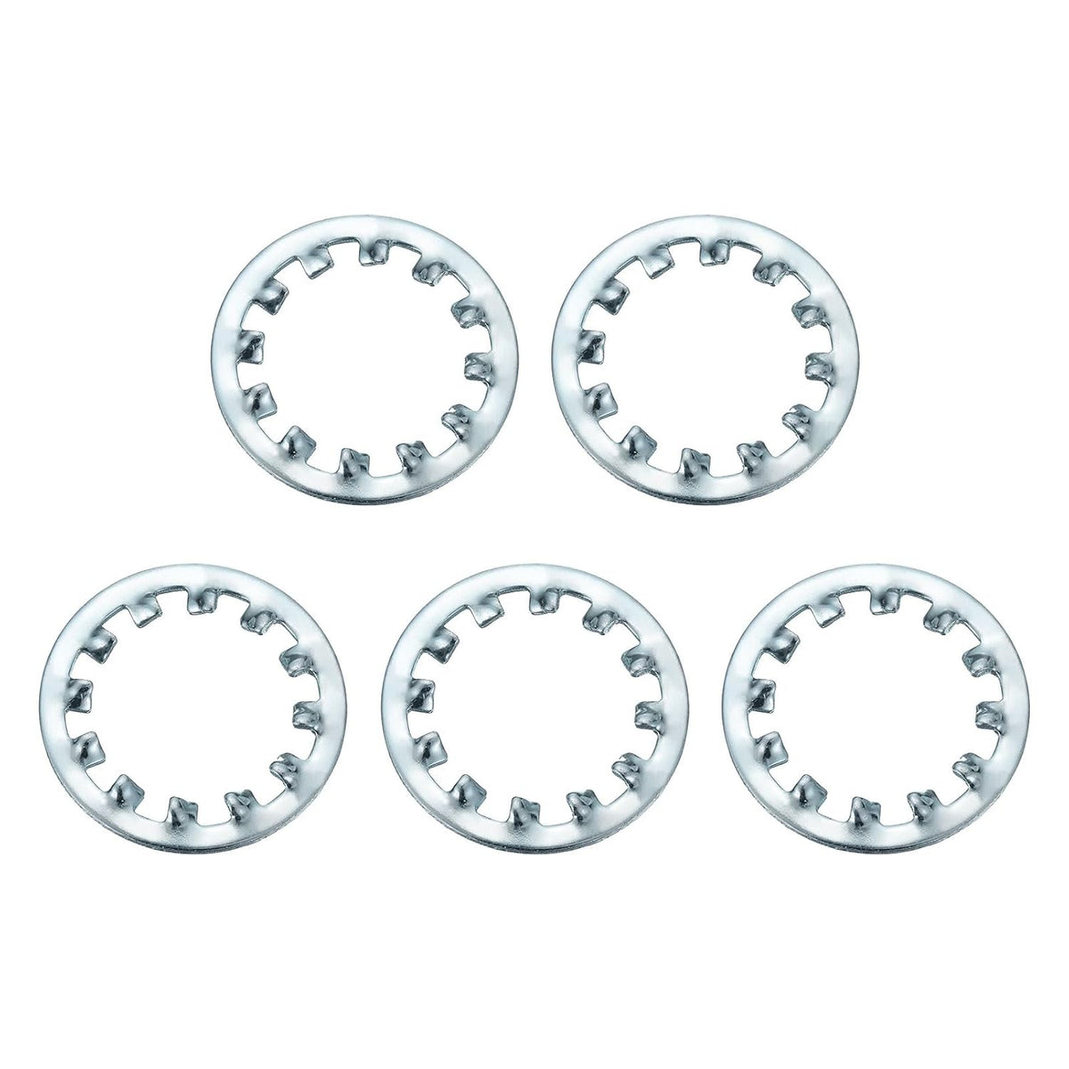 5Pcs 7/8 Internal Tooth Lock Washer, Zinc-Plated Carbon Steel Multi-Tooth Star Washer Locking Fastener, Silver Tone