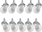1.5 Inch Swivel Caster Wheels PP 360 Degree Threaded Stem Caster Wheel M8 x 15mm, 44lb Capacity Each Wheel, Pack of 10
