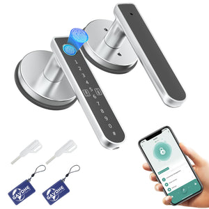LinkMejor Trava de Porta de Impressão Digital, Trava Inteligente para Porta do Quarto, Preto/Prata