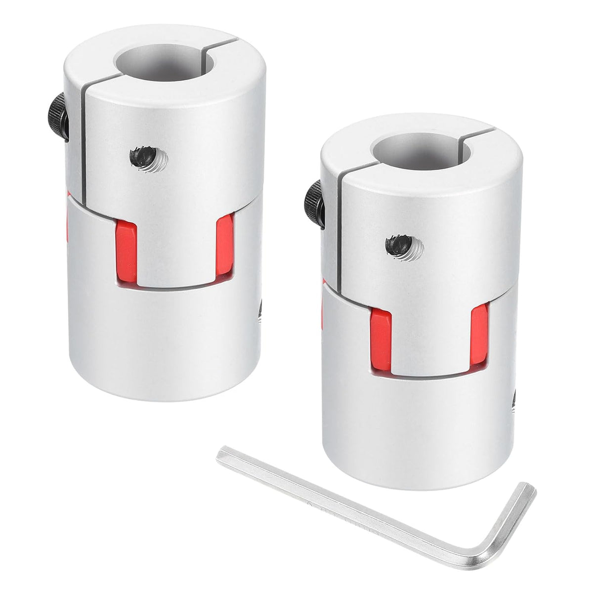 2pcs D40 L66 18mm to 18mm Flexible Plum Shaft Coupling Aluminum Motor Connector Flexible Spider Coupler for 3D Printer CNC Machine and Servo Stepper Motor (Silver Tone/Red)