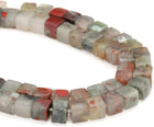 Natural Square Stone Bead 4x4mm 85pcs Cube Loose Semi Gemstone Bead for Bracelet Jewelry Making Design DIY, Bloodstone
