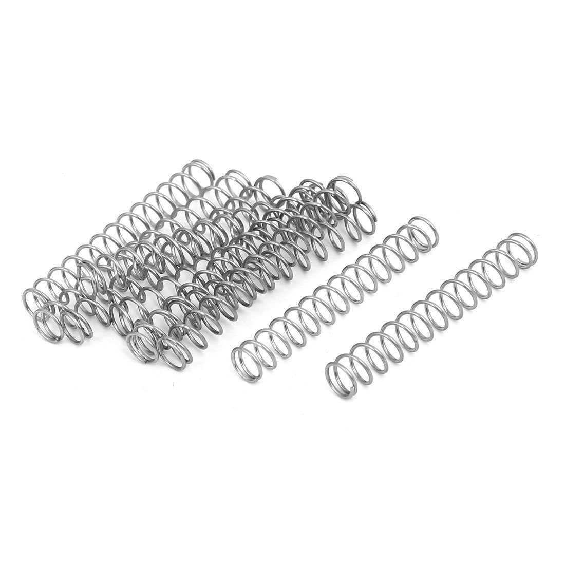Compression Spring,304 Stainless Steel,7mm OD,0.7mm Wire Size,50mm Free Length,Silver Tone,10Pcs