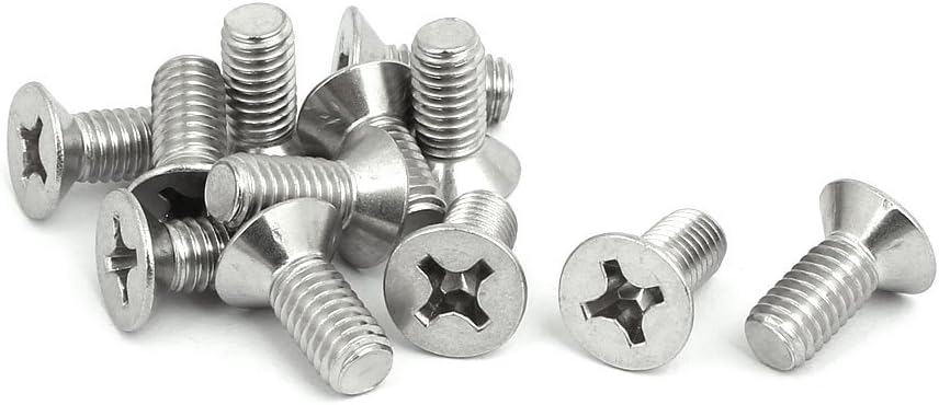 M6x14mm 316 Stainless Steel Phillips Countersunk Bolt Machine Screw 12pcs