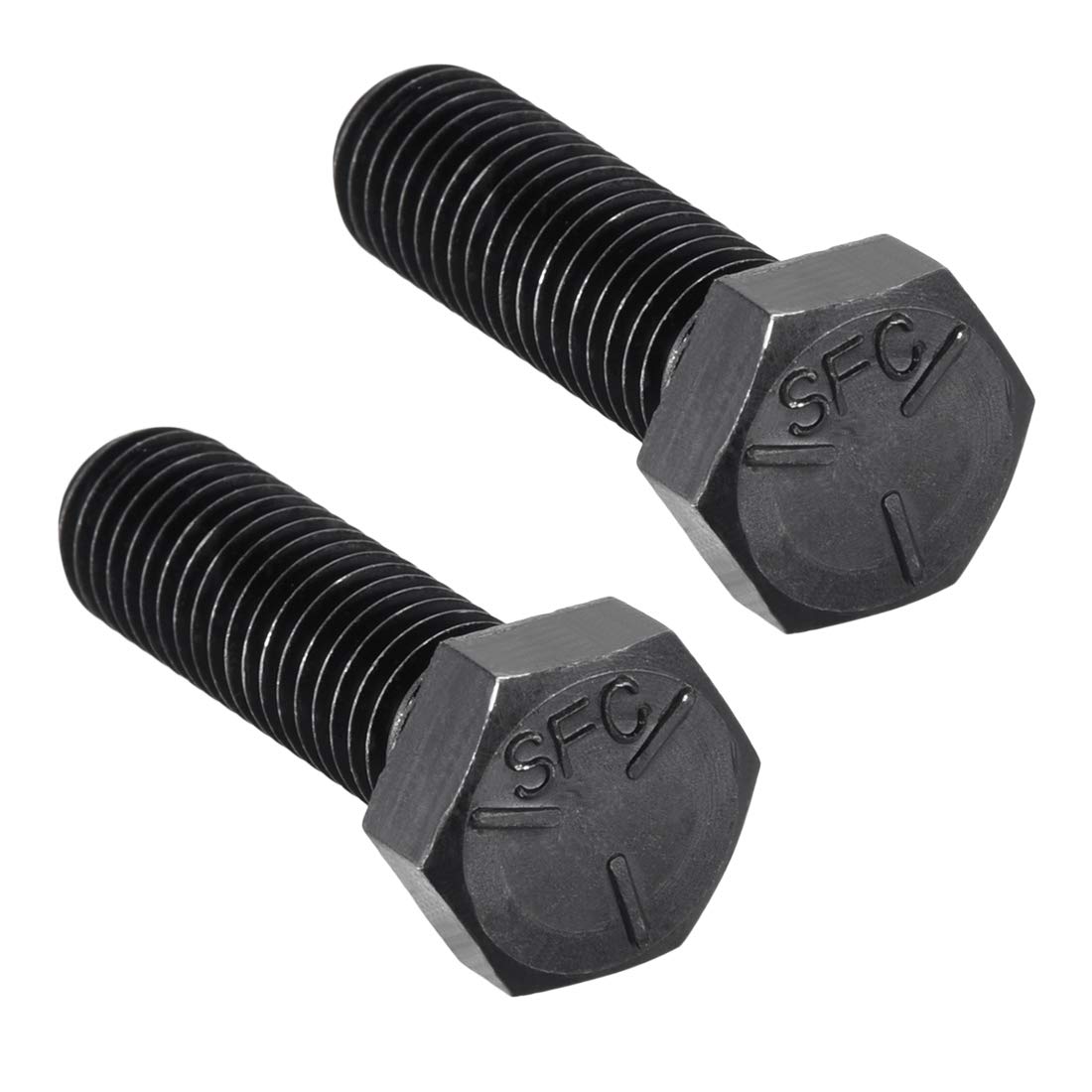 1/2''-13 x 1-3/4'' Hex Head Screw Bolts Fastener Grade 5 UNC Carbon Steel Black 2pcs