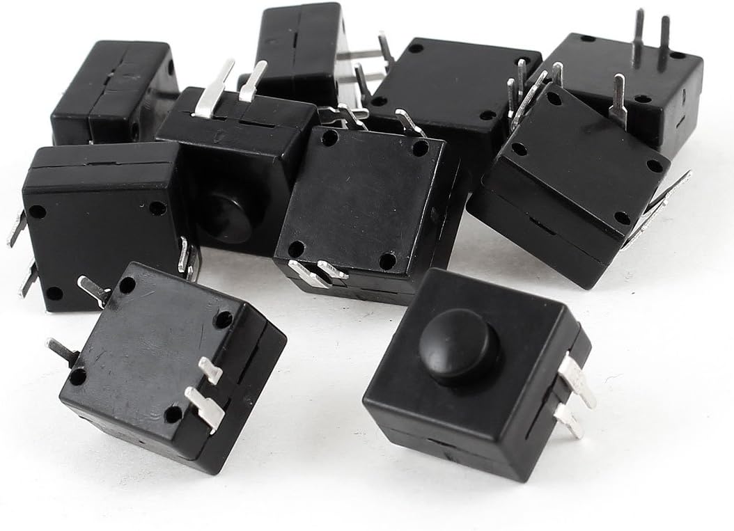 10 Pcs 4 Pin Latching Square Push Button Switch for Electric Torch
