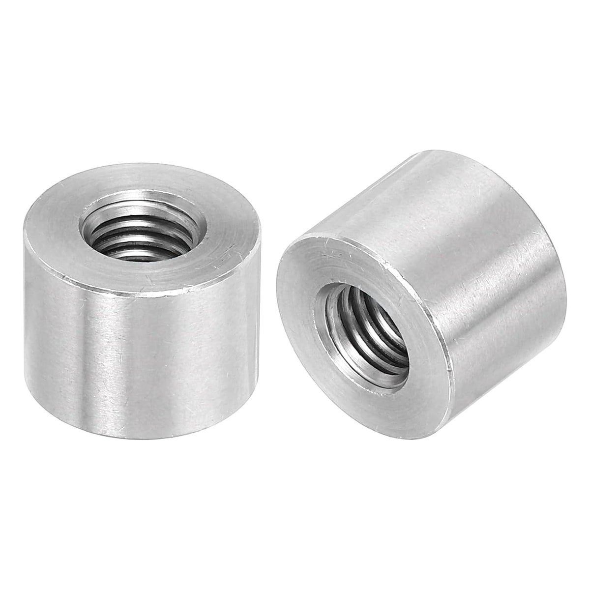4Pcs M10 Round Connector Nuts, 304 Stainless Steel Coupling Nut 15mm/0.6" Length Sleeve Rod Bar Stud Nut for Bracket, M10x15x20mm
