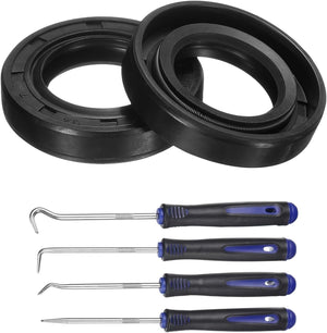 2Pcs Oil Seal, 20x34x7mm TC Nitrile Rubber Double Lip Cover with Hook Kit and Spring for Mechanical Automobile Bearing Shaft, Black