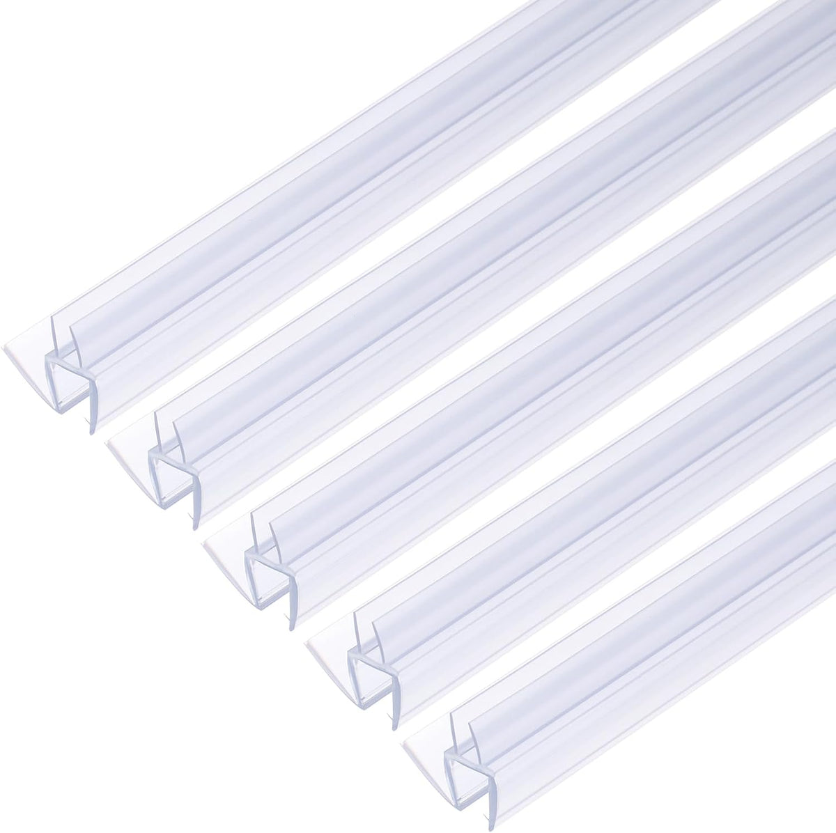 Shower Door Bottom Seal, Shower Door Sweep for 5/16" Thick Glass 78.5" Long (15.7" x 5 Pcs), 5 Section Segmented Frameless Glass Door Seal Strip with Double Drip, Clear