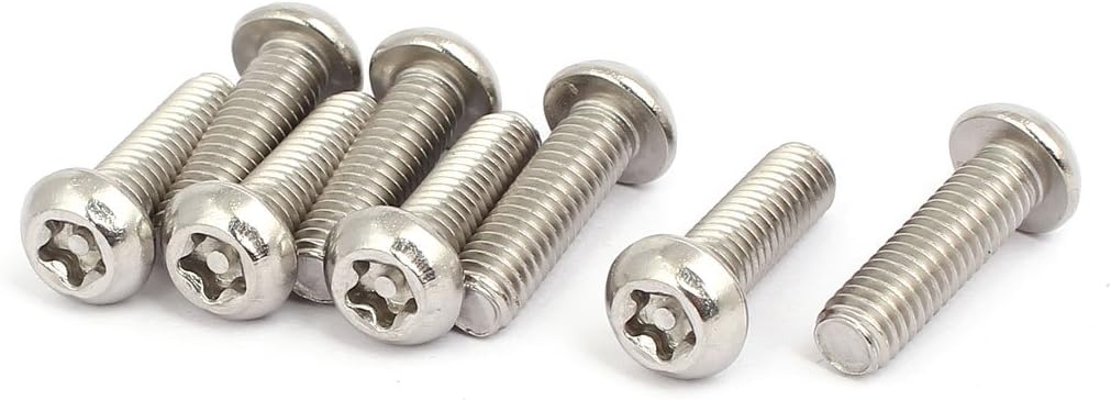 M6x20mm 304 Stainless Steel Button Head Torx Five-Lobe Tamper Screw T30 Drive 8pcs