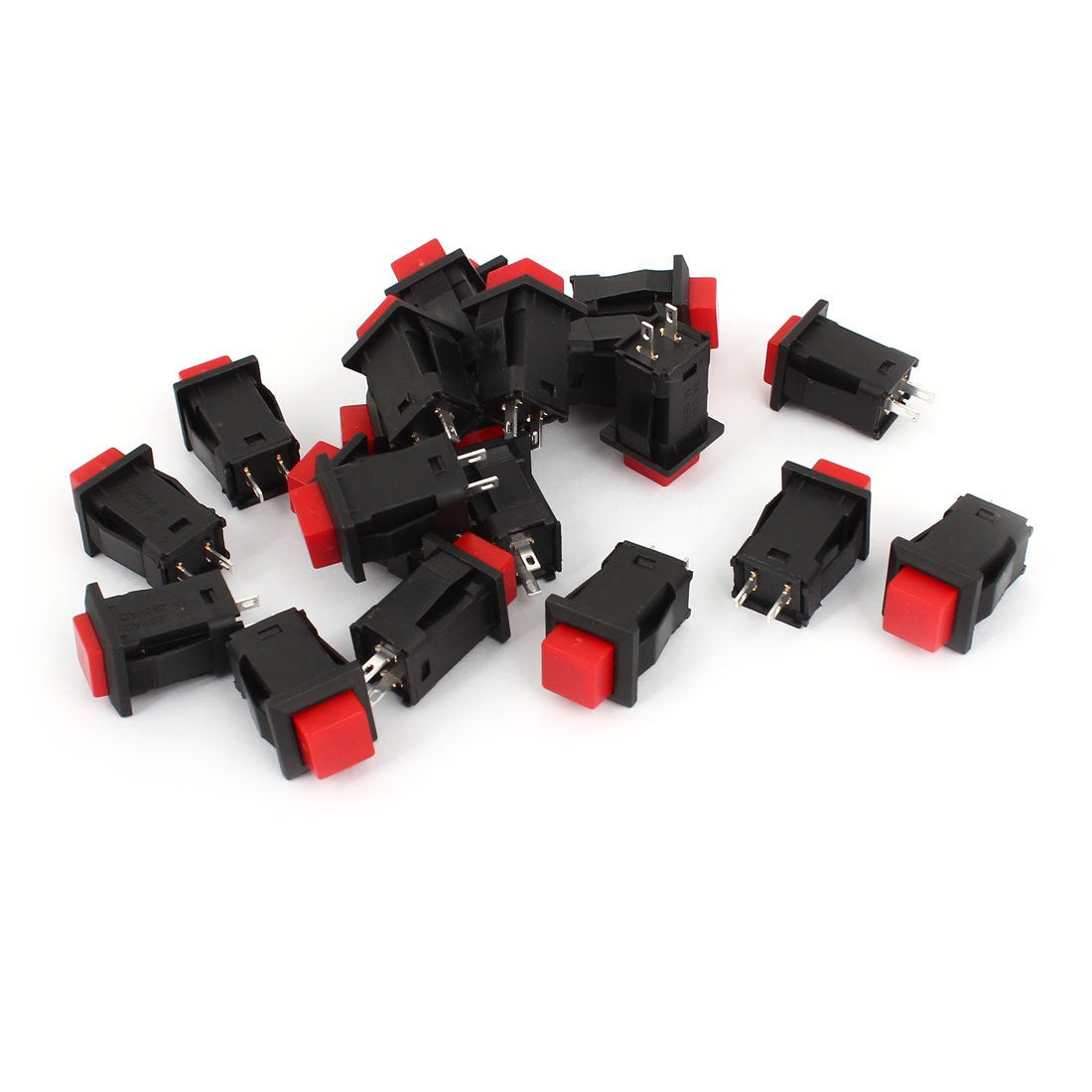 a14111500ux0138 Momentary SPST Red Head Push Button Switch, 20 Piece, AC 125V/3 Amp, AC 250V/1 Amp
