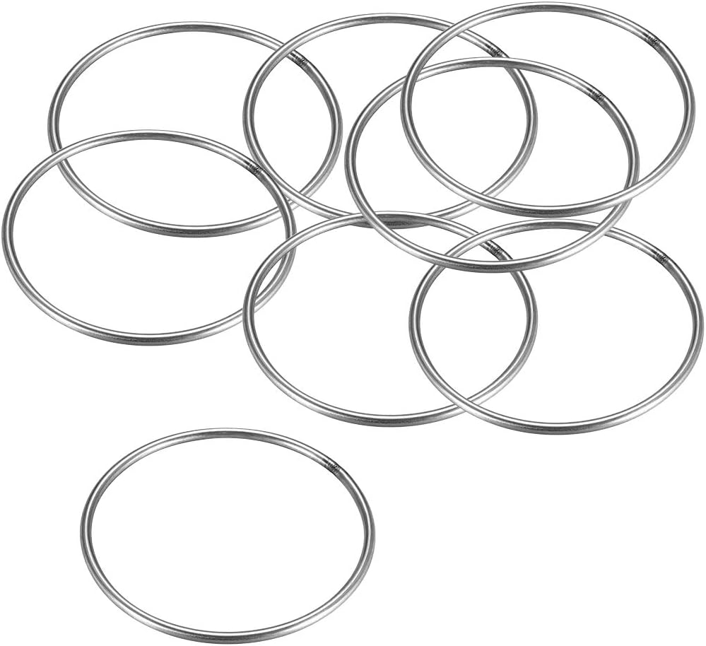 201 Stainless Steel O Ring 100mm(3.39") Outer Diameter 4mm Thickness Strapping Welded Round Rings 8pcs