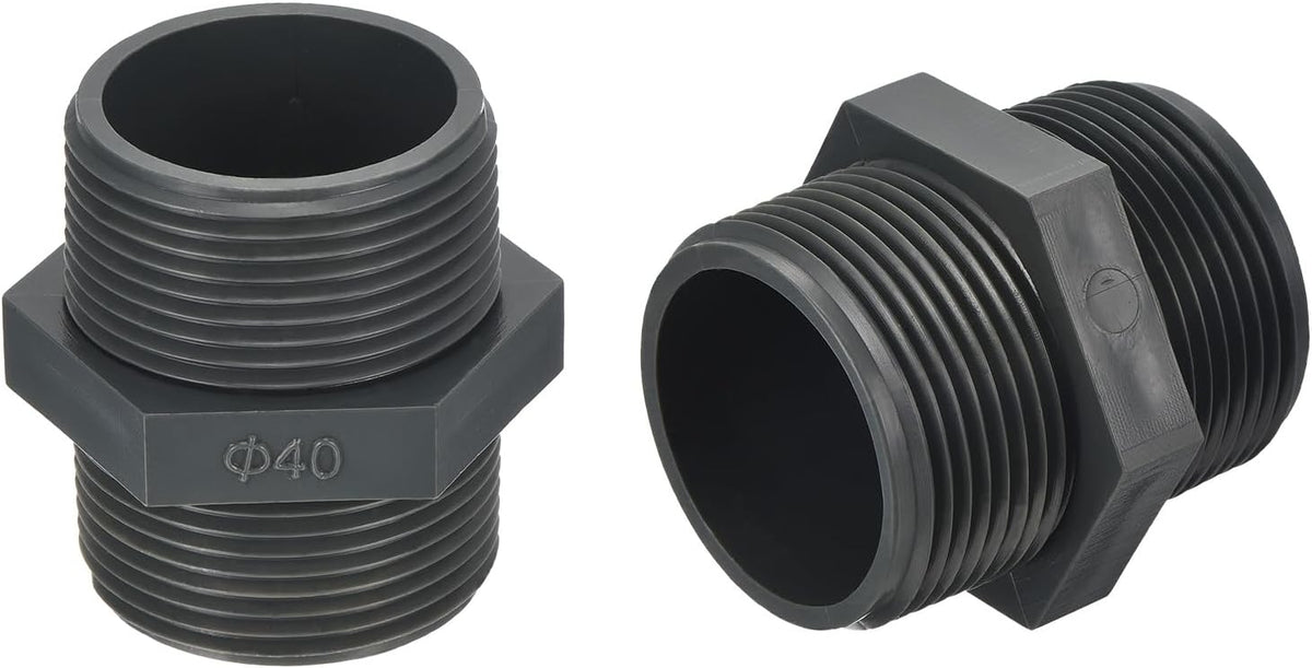 Pipe Fittings Connector G1-1/4 X G1-1/4 Male Thread Adapter Plastic Hex Nipple 5pcs