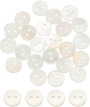 60Pcs Natural Shell Buttons, 9mm 2-Hole Round Shell Craft Sewing Button, Decorative Accessories for Coats, Shirts, Clothing DIY Projects, White
