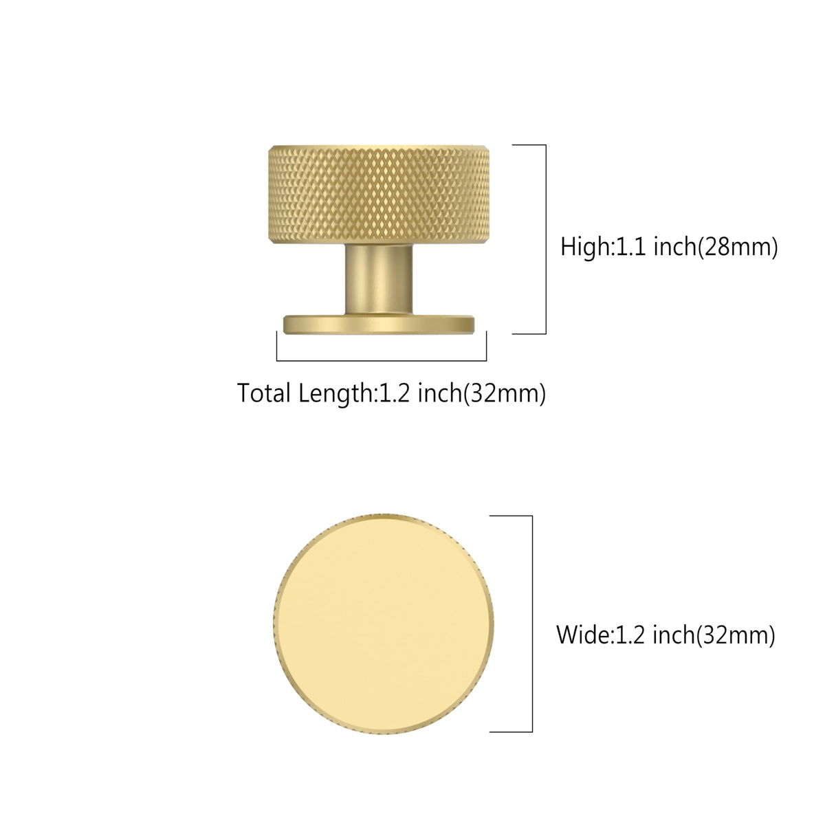 LinkMejor 10 Pack Brushed Gold Kitchen Cabinet Knobs, Knurled Cabinet Knobs Kitchen Cabinet Hardware for Cupboard Drawer