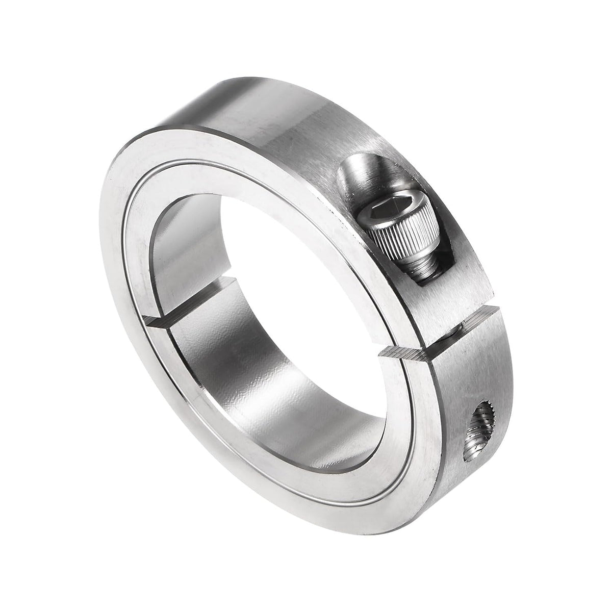 Single Split Clamp-On Shaft Collar 2" Bore One-Piece Clamping Collar, 3" OD, 11/16" Width, 304 Stainless Steel Axle Collar Clamp, Set Screw Style