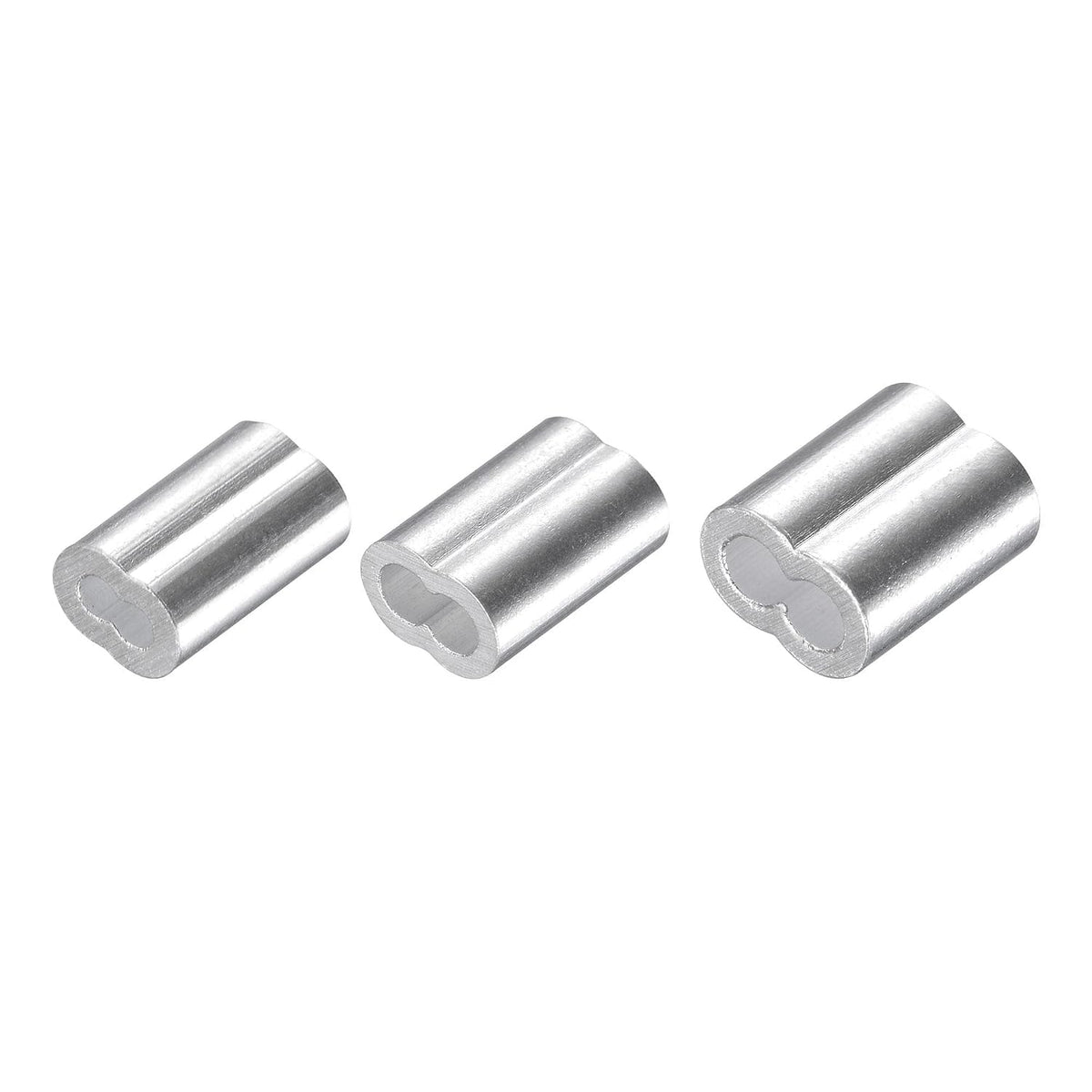 Wire Rope Aluminum Crimping Loop Sleeve Assortment Kit for 1.5/1.8/2mm Dia., Cable Crimp Double Hole Ferrule Clip Fittings 30 Set