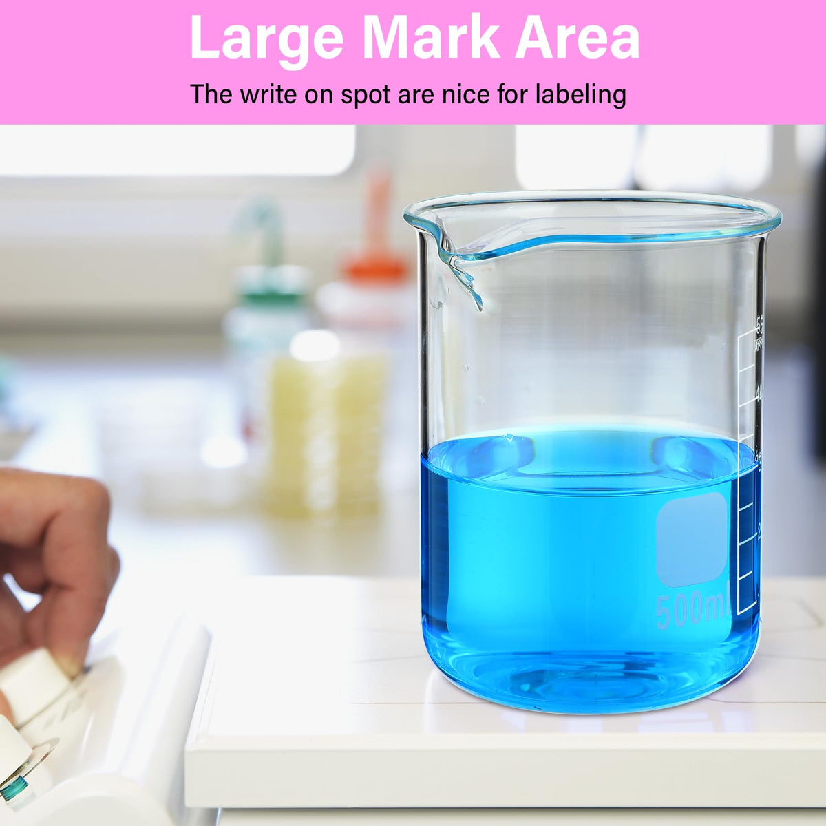 LinkMejor 8 szt. szklane kolby laboratoryjne 500ml, niska wylewka z borosilikatu