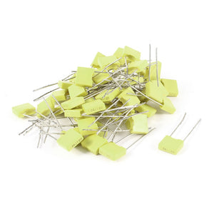 50 Pcs 100V 0.1uF 100NF Radial Lead Film Correction Capacitors Yellow