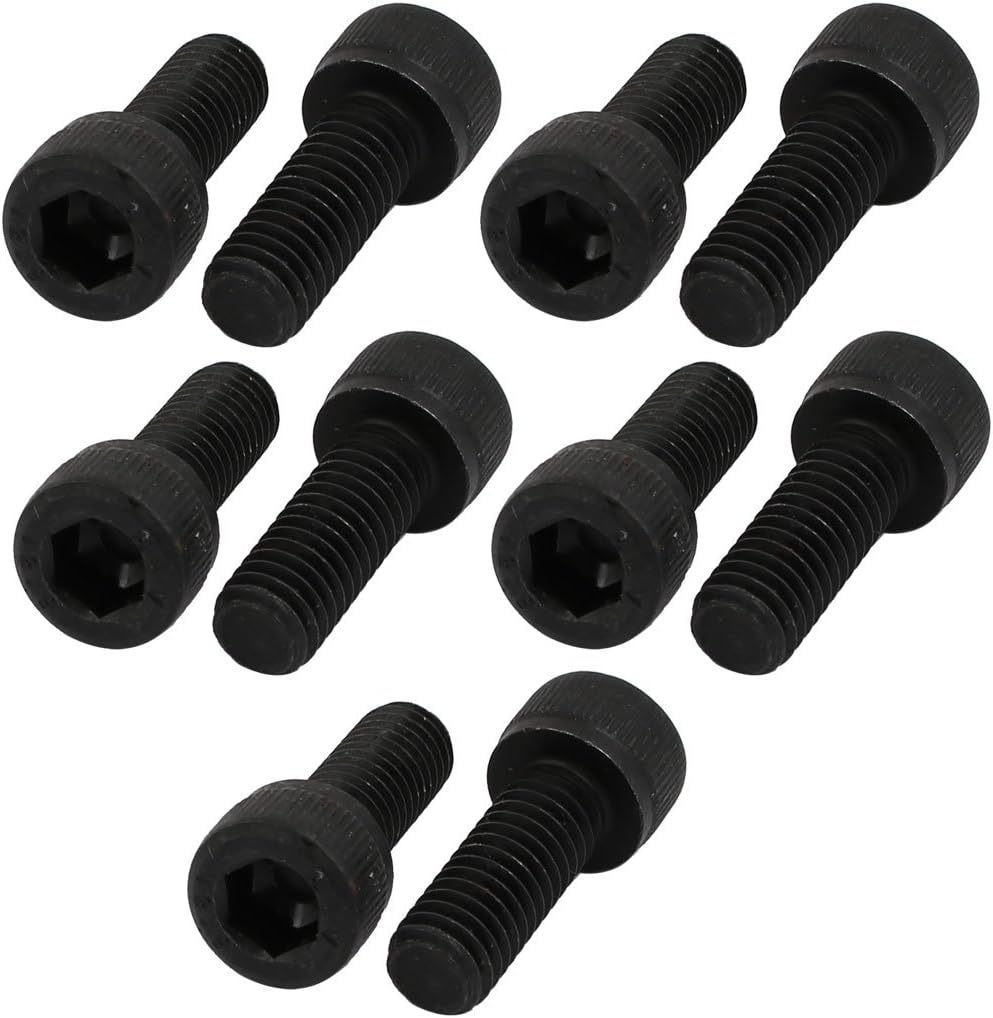 10pcs M6x16mm 12.9 Grade Hex Socket Cap Left Hand Thread Screw Bolt Black