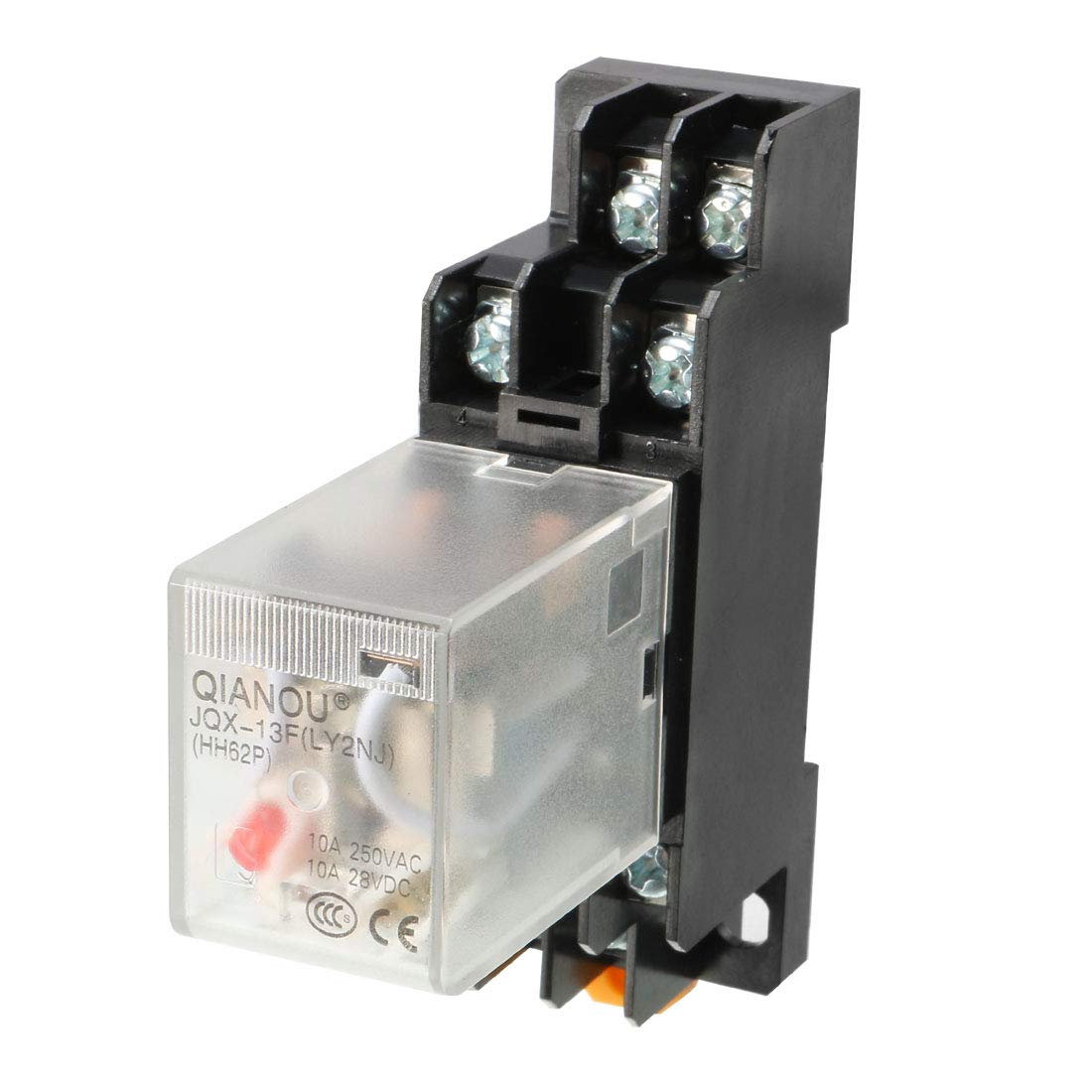 Electromagnetic Power Relay, AC 24V Coil Red Indicator Light 8 Pin DPDT Electromagnetic General Purpose Power Relay + Socket Base JQX-13F