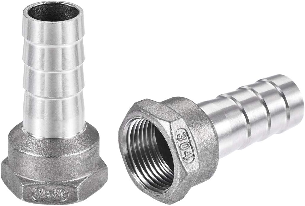 304 Stainless Steel Hose Barb Fitting Coupler, 20mm Barb x G3/4 Female Thread Pipe Adapter