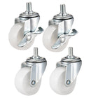 2 Inch Swivel Caster Wheels PP 360 Degree Threaded Stem Caster Wheel M8 x 15mm, 198lb Total Load Capacity, Pack of 4(2 Brake,2 No Brake)