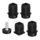 4 Set Leveling Feet, 22x22mm Plastic Adjustable Furniture Leg Leveling Rectangle Tube Insert Screw-in Glide Levelers Fit Hole 22mm for Table Chair Furniture, Black
