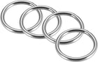 201 Stainless Steel O Ring 50mm(1.97") Outer Diameter 5mm Thickness Strapping Welded Round Rings 4pcs