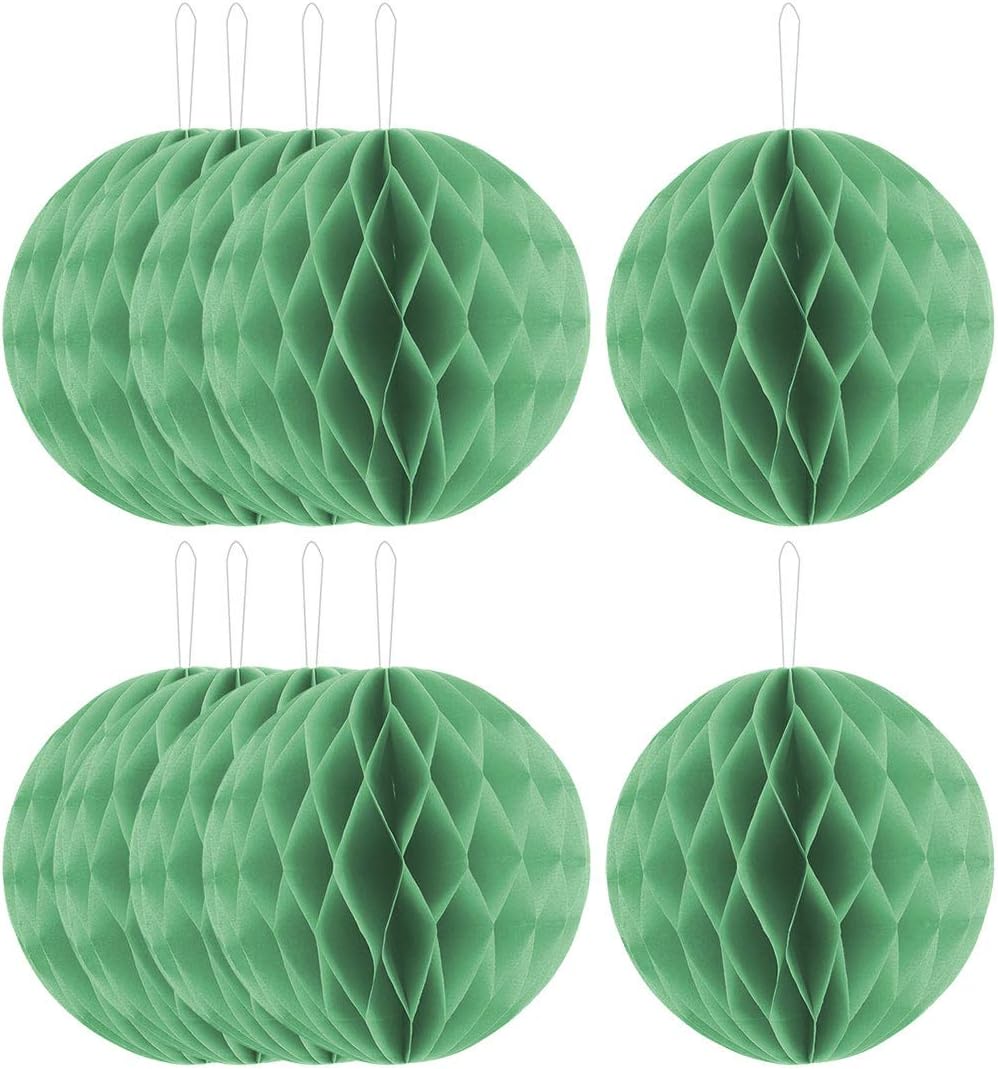 LinkMejor Party Paper DIY Craft Hanging Decor Honeycomb Ball Lantern Light Green 8 Inches 10pcs